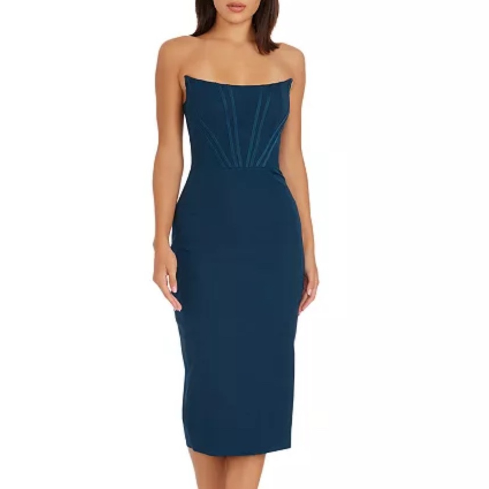 Dress the Population Strapless Blue Dress nwot